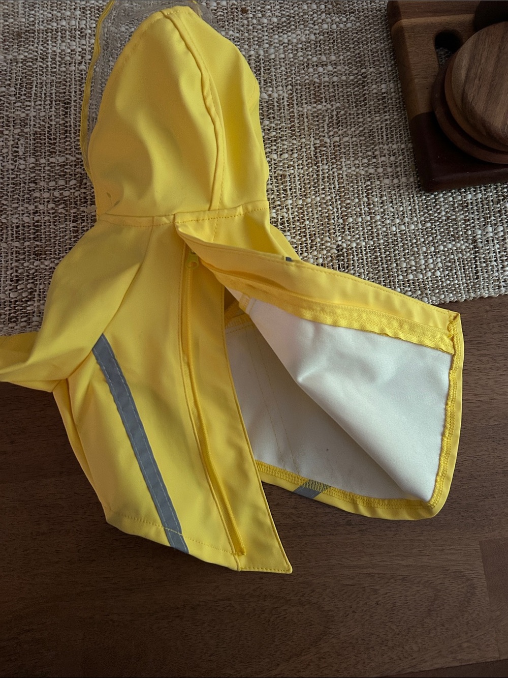 Dog Bright Yellow Hooded Rain Jacket - Reflective Trim - Picture 4 of 4